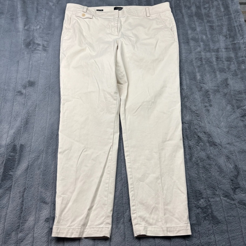 Talbots Signature Pants Womens 16 Cream Beige Cotton Stretch Straight Leg Chino